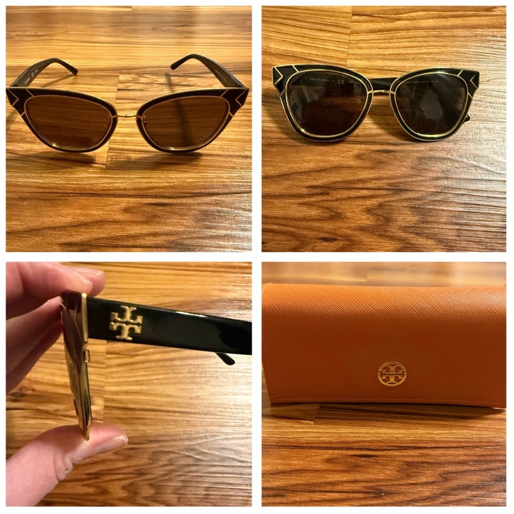 Tory Burch Black and Gold Cat-Eye Sunglasses